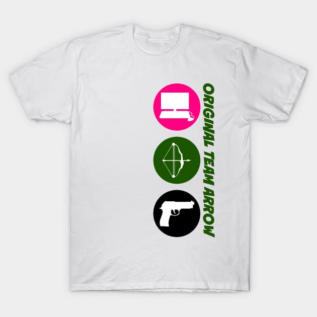 Original Team Arrow - Colorful Symbols - Weapons - Vertical Version T-Shirt by FangirlFuel